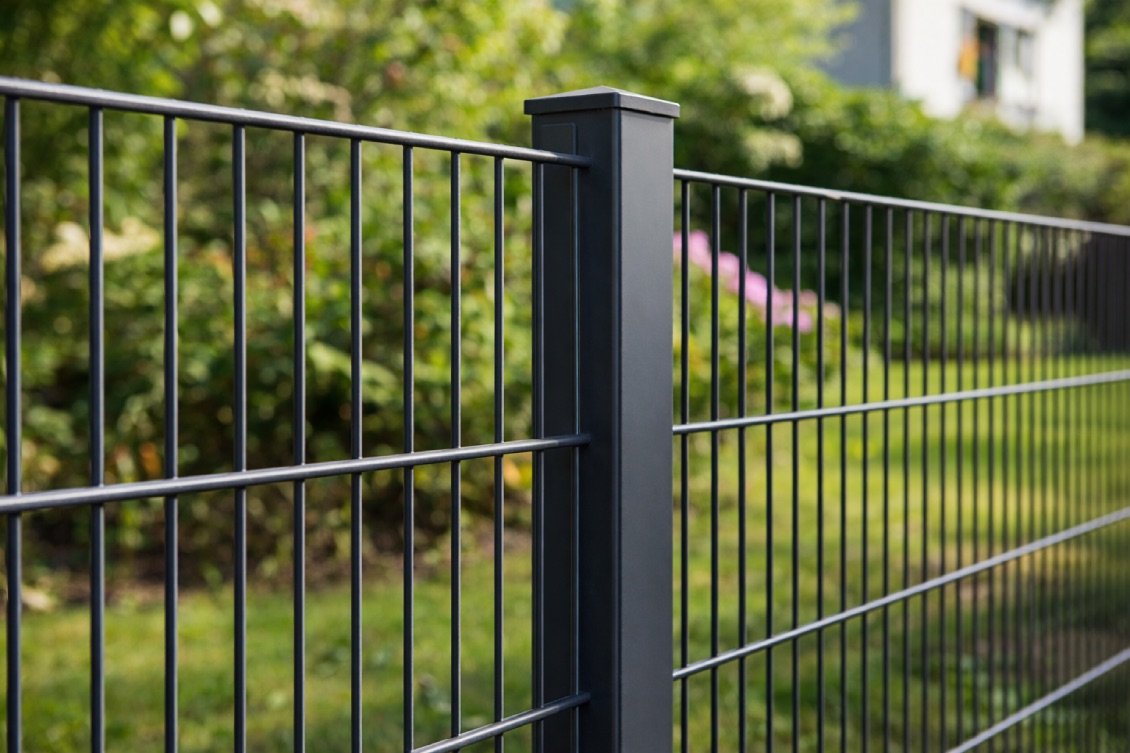 Moderner Zaun vor einem Einfamilienhaus in Berlin oder Brandenburg
